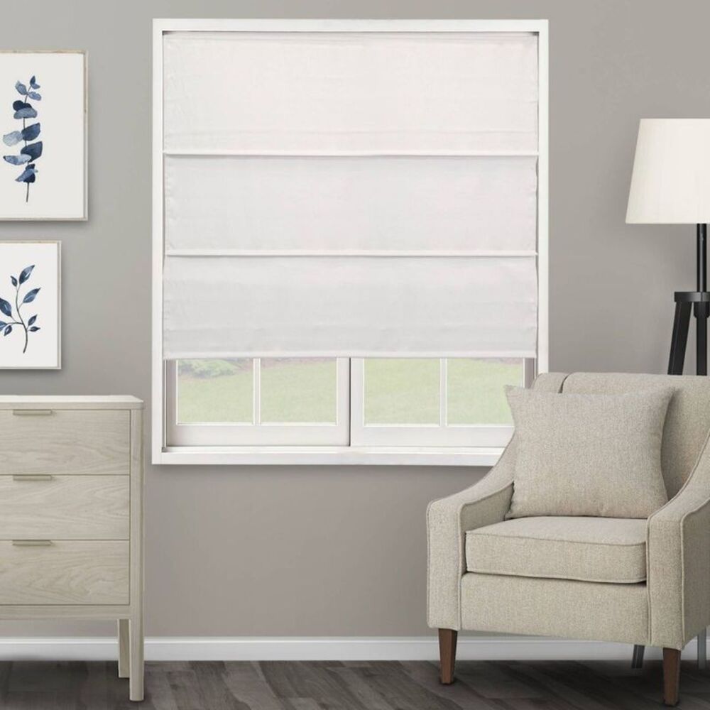 Chicology - 23"x72" Chicology Light Filtering Roman Shade Ridg White